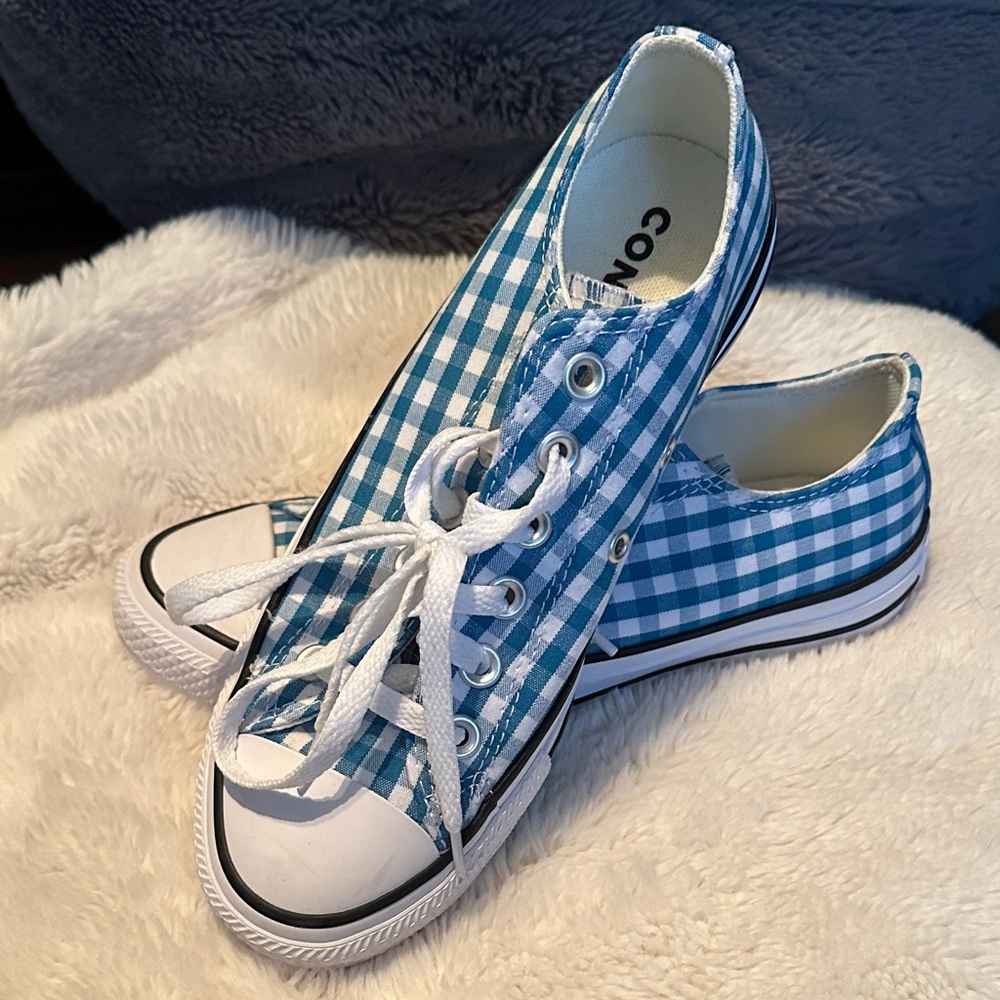 Converse Blue Checkered Sneakers
